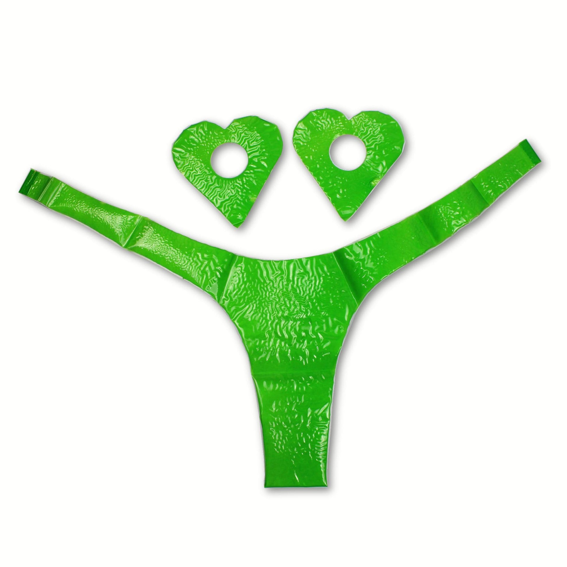 HOT FLOWERS Karamela Edible Underwear for Women -Candy Lingerie Set Heart-Shaped Nipple Covers & Tie-Side Panties - Mint