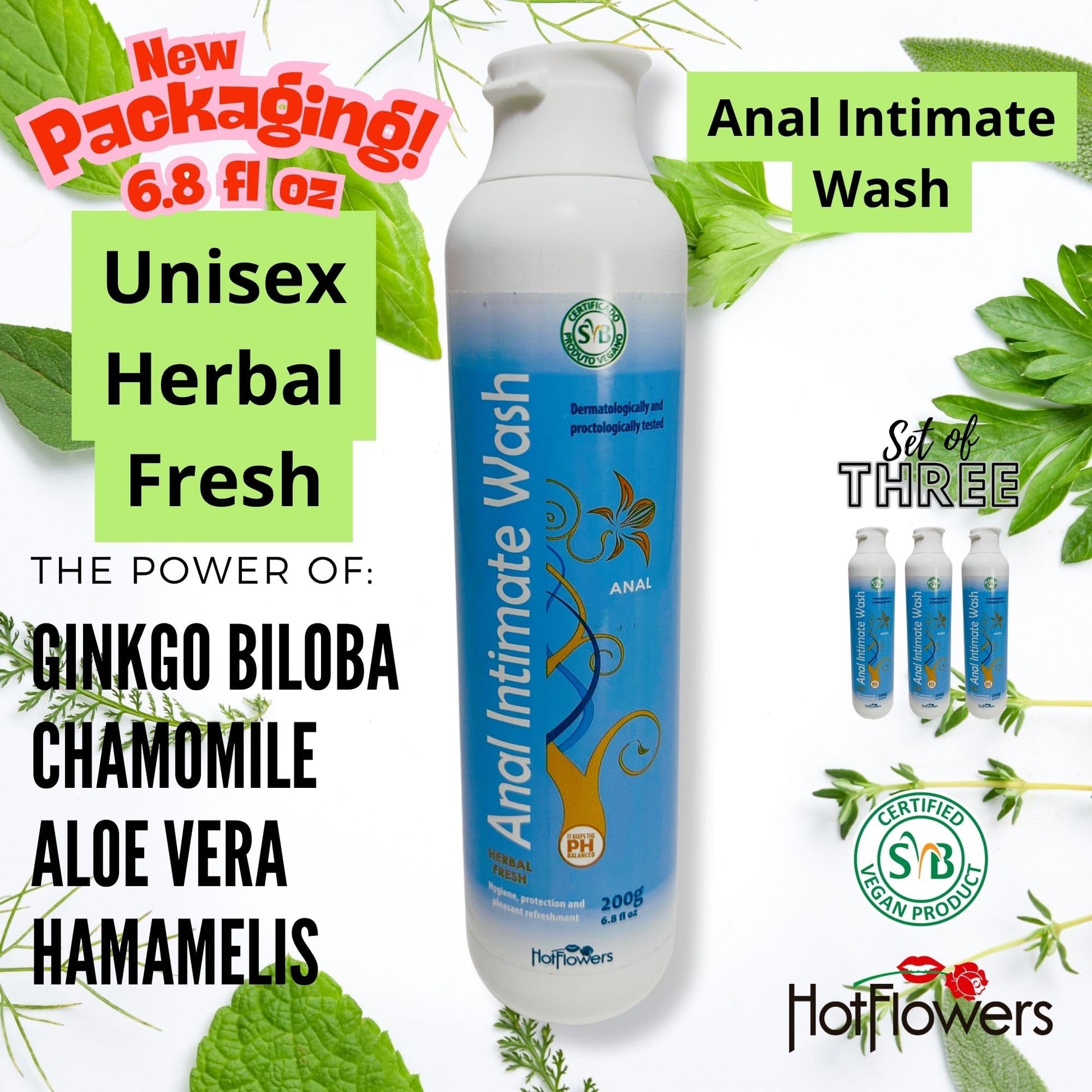Herbal Fresh Unisex Anal Intimate Wash for Personal Care, pH Balanced for Essentials Body Health, Daily Use, Dry Skin, Proctologist Tested