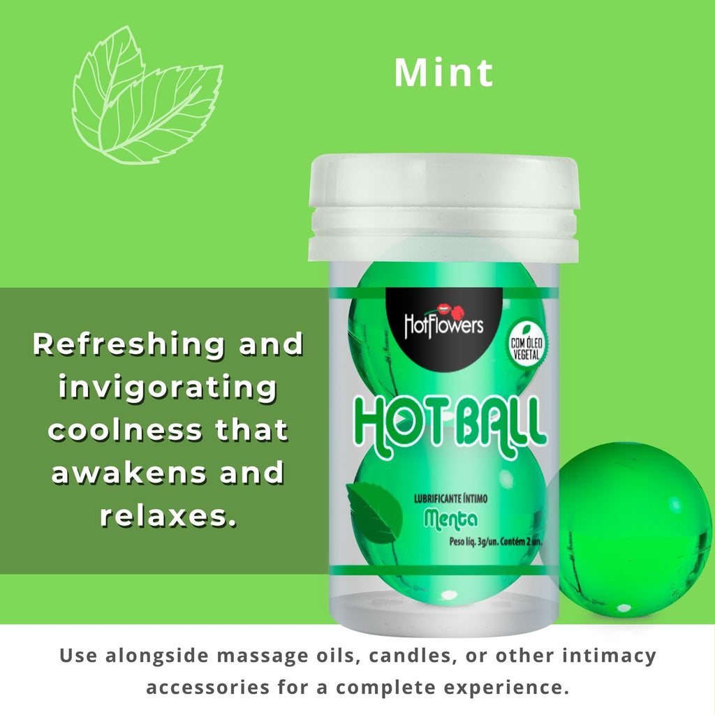 Hot Ball Flavored Kit – 4 Aromas: Strawberry Champagne, Mint, Chocolate & Red Fruits – Massage Oil Balls – Skin-Friendly Massage Beads - 2 Units Each