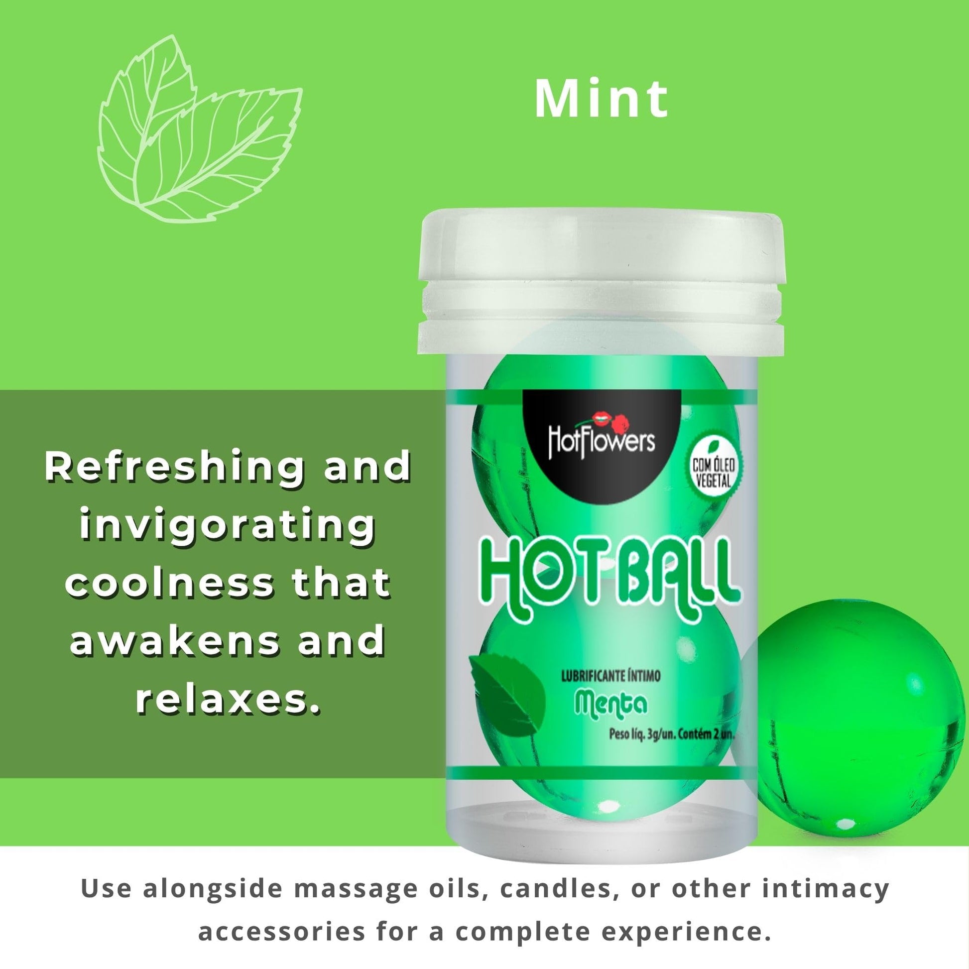 Hot Ball Flavored Kit – 4 Aromas: Strawberry Champagne, Mint, Chocolate & Red Fruits – Massage Oil Balls – Skin-Friendly Massage Beads - 2 Units Each