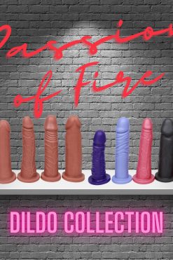 Dildo Collection Passion of Fire - box with ten items, assorted colors, and textures.